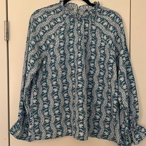 Hill House Millie Top - Trailing Vine Blue Crepe